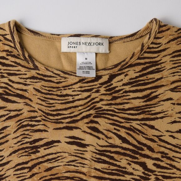 Jones New York Sport T-Shirt Women’s M Tiger Animal Print 100% Cotton Safari Y2K - Picture 5 of 7
